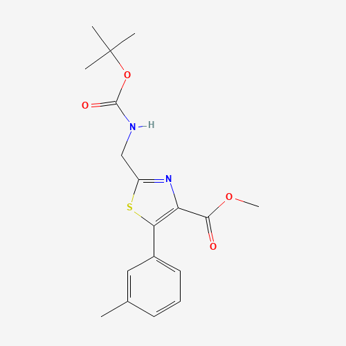 methyl 5-(3-methylphenyl)-2-[[(2-methylpropan-2-yl)oxycarbonylamino]methyl]-1,3-thiazole-4-carboxylate (CAS: 1223644-09-4) - Chemical Structure and Molecular Formula 