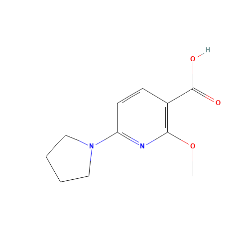 2-methoxy-6-pyrrolidin-1-ylpyridine-3-carboxylic acid (CAS: 1228665-72-2) - Chemical Structure and Molecular Formula 
