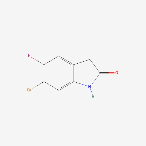 6-bromo-5-fluoro-1,3-dihydroindol-2-one (CAS: 893620-44-5) - Chemical Structure and Molecular Formula 
