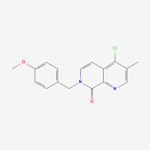 4-chloro-7-[(4-methoxyphenyl)methyl]-3-methyl-1,7-naphthyridin-8-one (CAS: 943606-51-7) - Chemical Structure and Molecular Formula 