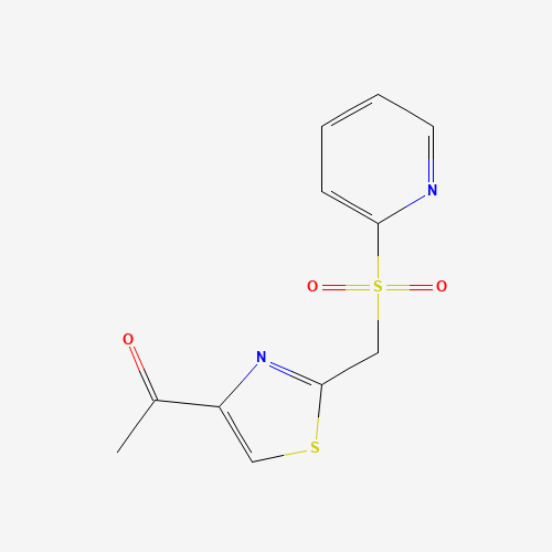 1-[2-(pyridin-2-ylsulfonylmethyl)-1,3-thiazol-4-yl]ethanone (CAS: 265126-44-1) - Chemical Structure and Molecular Formula 