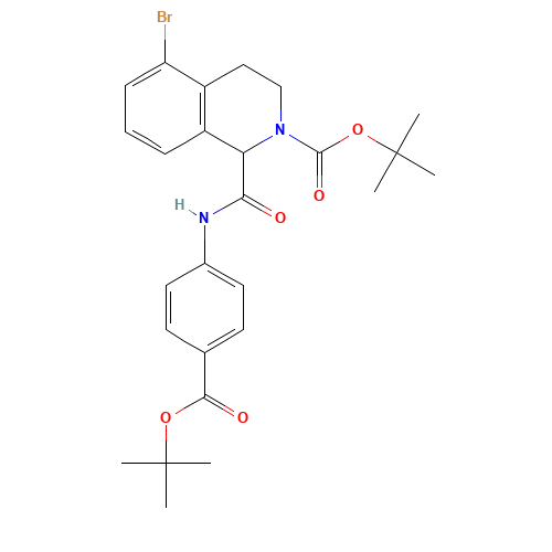 tert-butyl 5-bromo-1-[[4-[(2-methylpropan-2-yl)oxycarbonyl]phenyl]carbamoyl]-3,4-dihydro-1H-isoquinoline-2-carboxylate (CAS: 1430563-97-5) - Chemical Structure and Molecular Formula 