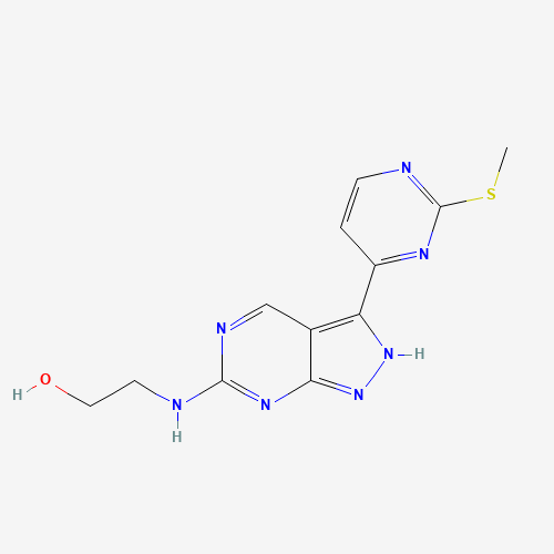2-[[3-(2-methylsulfanylpyrimidin-4-yl)-2H-pyrazolo[3,4-d]pyrimidin-6-yl]amino]ethanol (CAS: 1386398-96-4) - Chemical Structure and Molecular Formula 