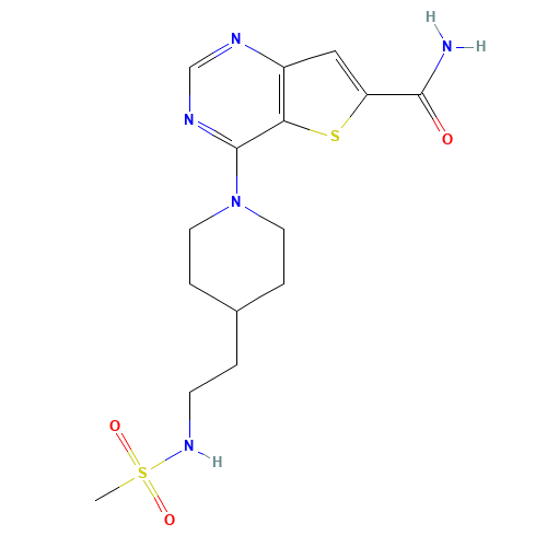 4-[4-[2-(methanesulfonamido)ethyl]piperidin-1-yl]thieno[3,2-d]pyrimidine-6-carboxamide (CAS: 1431411-66-3) - Related Chemical Product
