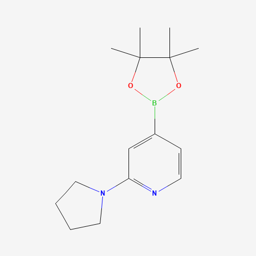 2-pyrrolidin-1-yl-4-(4,4,5,5-tetramethyl-1,3,2-dioxaborolan-2-yl)pyridine (CAS: 1259445-03-8) - Chemical Structure and Molecular Formula 