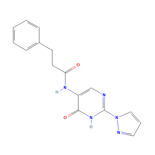 N-(6-oxo-2-pyrazol-1-yl-1H-pyrimidin-5-yl)-3-phenylpropanamide (CAS: 1343458-69-4) - Related Chemical Product