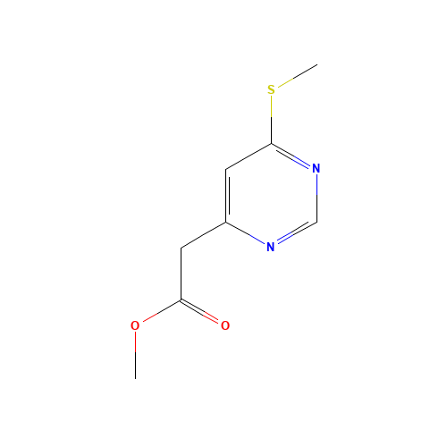 methyl 2-(6-methylsulfanylpyrimidin-4-yl)acetate (CAS: 946422-10-2) - Chemical Structure and Molecular Formula 