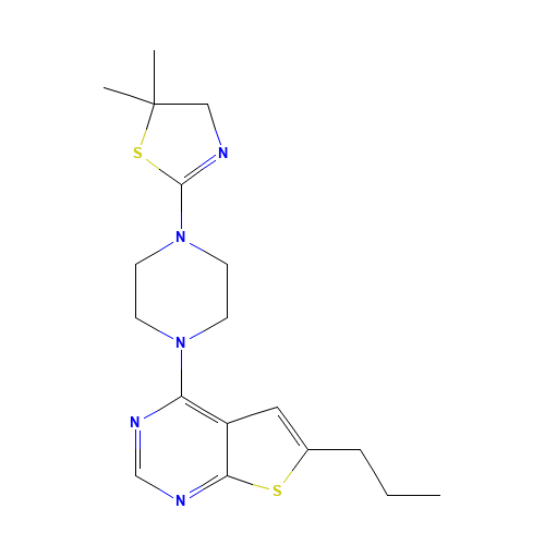 4-[4-(5,5-dimethyl-4H-1,3-thiazol-2-yl)piperazin-1-yl]-6-propylthieno[2,3-d]pyrimidine (CAS: 1271738-62-5) - Related Chemical Product