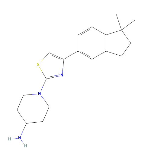 1-[4-(1,1-dimethyl-2,3-dihydroinden-5-yl)-1,3-thiazol-2-yl]piperidin-4-amine (CAS: 1314085-43-2) - Chemical Structure and Molecular Formula 