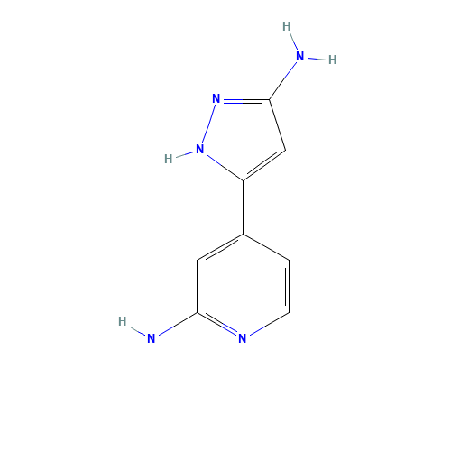 4-(3-amino-1H-pyrazol-5-yl)-N-methylpyridin-2-amine (CAS: 1240522-25-1) - Chemical Structure and Molecular Formula 