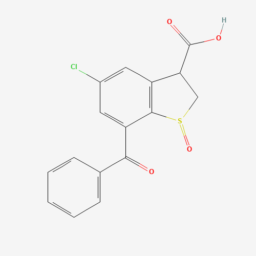 7-benzoyl-5-chloro-1-oxo-2,3-dihydro-1-benzothiophene-3-carboxylic acid (CAS: 93669-98-8) - Chemical Structure and Molecular Formula 