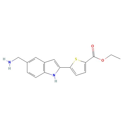 ethyl 5-[5-(aminomethyl)-1H-indol-2-yl]thiophene-2-carboxylate (CAS: 1137643-52-7) - Chemical Structure and Molecular Formula 