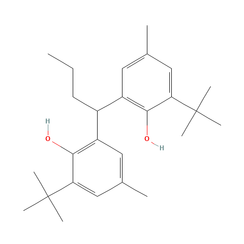 2-tert-butyl-6-[1-(3-tert-butyl-2-hydroxy-5-methylphenyl)butyl]-4-methylphenol (CAS: 4081-14-5) - Chemical Structure and Molecular Formula 