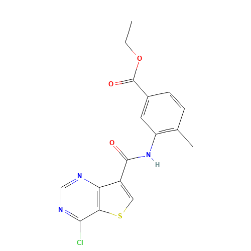 ethyl 3-[(4-chlorothieno[3,2-d]pyrimidine-7-carbonyl)amino]-4-methylbenzoate (CAS: 1318242-83-9) - Related Chemical Product
