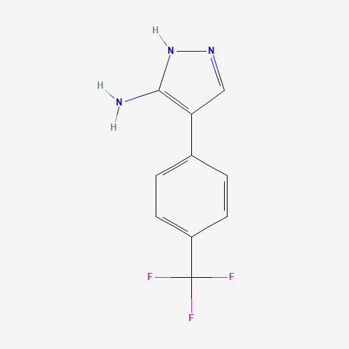4-[4-(trifluoromethyl)phenyl]-1H-pyrazol-5-amine (CAS: 6804-53-1) - Chemical Structure and Molecular Formula 
