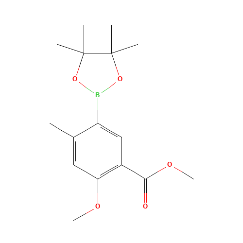 methyl 2-methoxy-4-methyl-5-(4,4,5,5-tetramethyl-1,3,2-dioxaborolan-2-yl)benzoate (CAS: 1052647-21-8) - Chemical Structure and Molecular Formula 