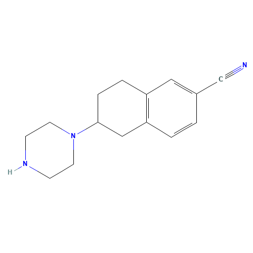 6-piperazin-1-yl-5,6,7,8-tetrahydronaphthalene-2-carbonitrile (CAS: 1374357-54-6) - Chemical Structure and Molecular Formula 