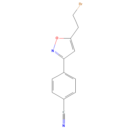 4-[5-(2-bromoethyl)-1,2-oxazol-3-yl]benzonitrile (CAS: 1199773-86-8) - Chemical Structure and Molecular Formula 