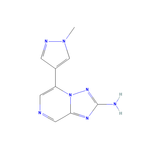 5-(1-methylpyrazol-4-yl)-[1,2,4]triazolo[1,5-a]pyrazin-2-amine (CAS: 1454653-99-6) - Chemical Structure and Molecular Formula 