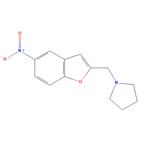 1-[(5-nitro-1-benzofuran-2-yl)methyl]pyrrolidine (CAS: 500015-37-2) - Chemical Structure and Molecular Formula 