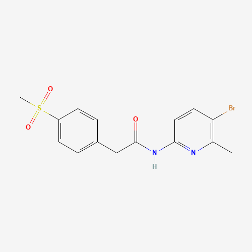 N-(5-bromo-6-methylpyridin-2-yl)-2-(4-methylsulfonylphenyl)acetamide (CAS: 1426805-62-0) - Chemical Structure and Molecular Formula 