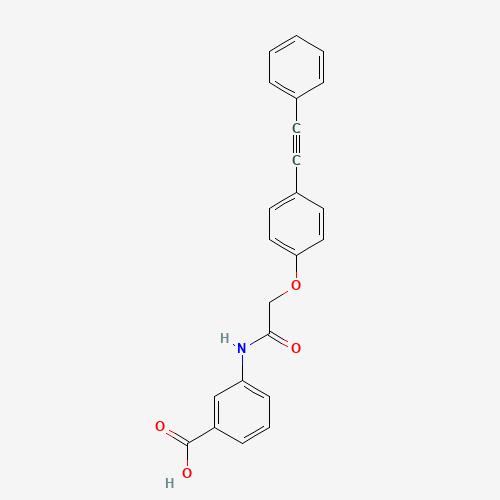 3-[[2-[4-(2-phenylethynyl)phenoxy]acetyl]amino]benzoic acid (CAS: 649773-77-3) - Chemical Structure and Molecular Formula 