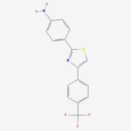 4-[4-[4-(trifluoromethyl)phenyl]-1,3-thiazol-2-yl]aniline (CAS: 533867-55-9) - Chemical Structure and Molecular Formula 