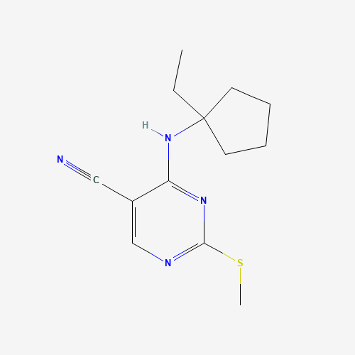 4-[(1-ethylcyclopentyl)amino]-2-methylsulfanylpyrimidine-5-carbonitrile (CAS: 1403865-58-6) - Chemical Structure and Molecular Formula 