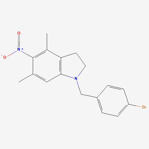 1-[(4-bromophenyl)methyl]-4,6-dimethyl-5-nitro-2,3-dihydroindole (CAS: 1114453-39-2) - Chemical Structure and Molecular Formula 