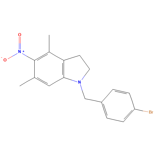 1-[(4-bromophenyl)methyl]-4,6-dimethyl-5-nitro-2,3-dihydroindole (CAS: 1114453-39-2) - Related Chemical Product