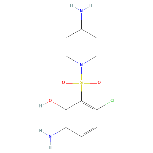 6-amino-2-(4-aminopiperidin-1-yl)sulfonyl-3-chlorophenol (CAS: 364363-88-2) - Chemical Structure and Molecular Formula 