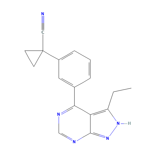 1-[3-(3-ethyl-2H-pyrazolo[3,4-d]pyrimidin-4-yl)phenyl]cyclopropane-1-carbonitrile (CAS: 1363197-85-6) - Related Chemical Product