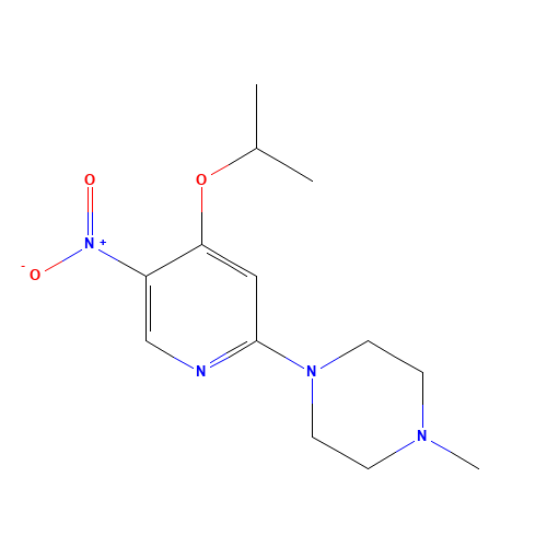 1-methyl-4-(5-nitro-4-propan-2-yloxypyridin-2-yl)piperazine (CAS: 1462950-95-3) - Chemical Structure and Molecular Formula 