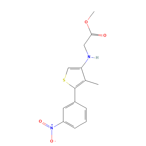 methyl 2-[[4-methyl-5-(3-nitrophenyl)thiophen-3-yl]amino]acetate (CAS: 1000409-48-2) - Chemical Structure and Molecular Formula 