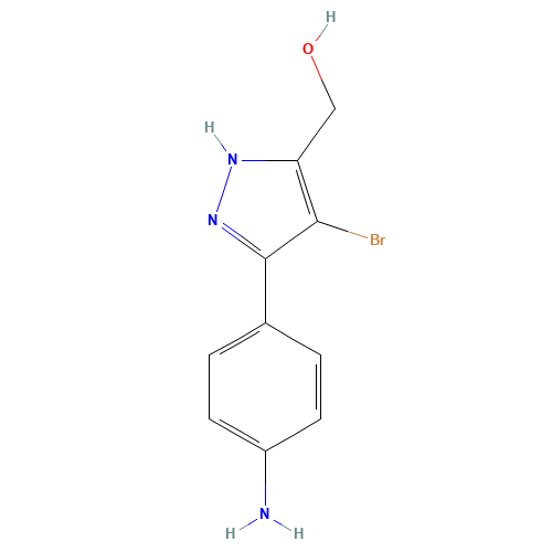 [3-(4-aminophenyl)-4-bromo-1H-pyrazol-5-yl]methanol (CAS: 1239047-81-4) - Chemical Structure and Molecular Formula 