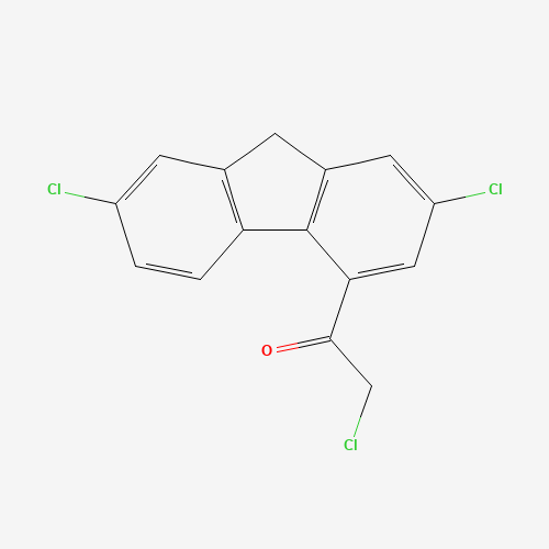 2-chloro-1-(2,7-dichloro-9H-fluoren-4-yl)ethanone (CAS: 131023-37-5) - Chemical Structure and Molecular Formula 