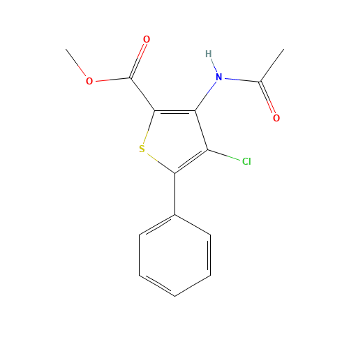 methyl 3-acetamido-4-chloro-5-phenylthiophene-2-carboxylate (CAS: 1000409-40-4) - Chemical Structure and Molecular Formula 