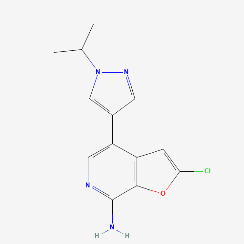 2-chloro-4-(1-propan-2-ylpyrazol-4-yl)furo[2,3-c]pyridin-7-amine (CAS: 1326714-20-8) - Chemical Structure and Molecular Formula 