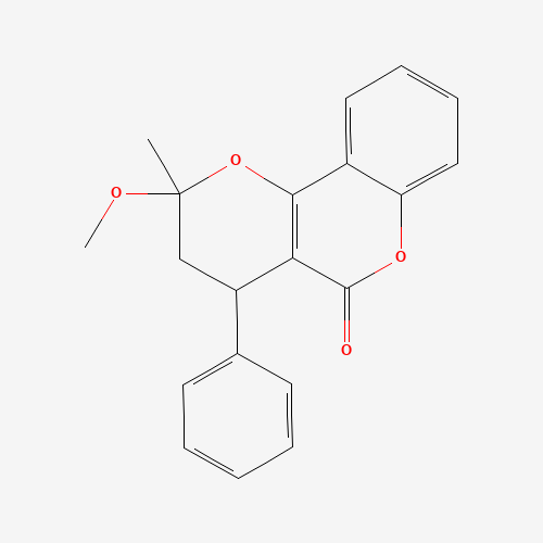2-methoxy-2-methyl-4-phenyl-3,4-dihydropyrano[3,2-c]chromen-5-one (CAS: 518-20-7) - Chemical Structure and Molecular Formula 