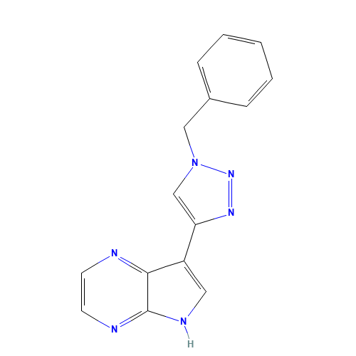 7-(1-benzyltriazol-4-yl)-5H-pyrrolo[2,3-b]pyrazine (CAS: 1316228-57-5) - Chemical Structure and Molecular Formula 