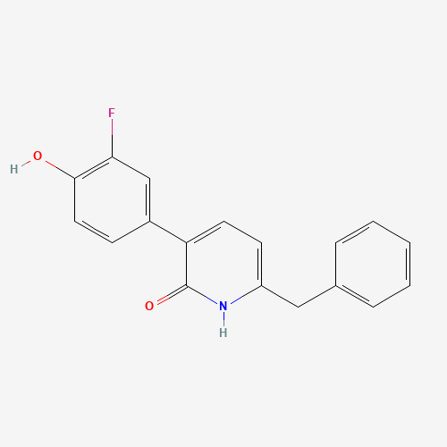 6-benzyl-3-(3-fluoro-4-hydroxyphenyl)-1H-pyridin-2-one (CAS: 960297-96-5) - Chemical Structure and Molecular Formula 