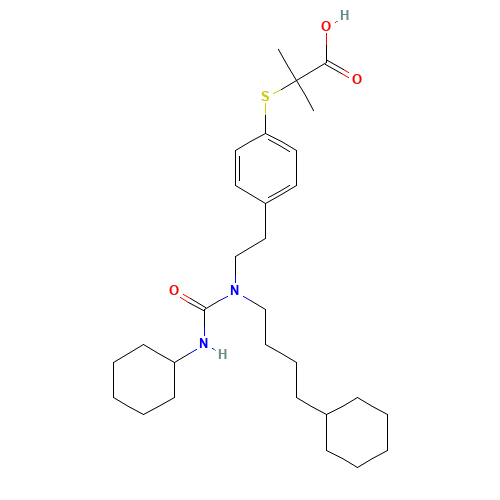 2-[4-[2-[4-cyclohexylbutyl(cyclohexylcarbamoyl)amino]ethyl]phenyl]sulfanyl-2-methylpropanoic acid (CAS: 265129-71-3) - Related Chemical Product