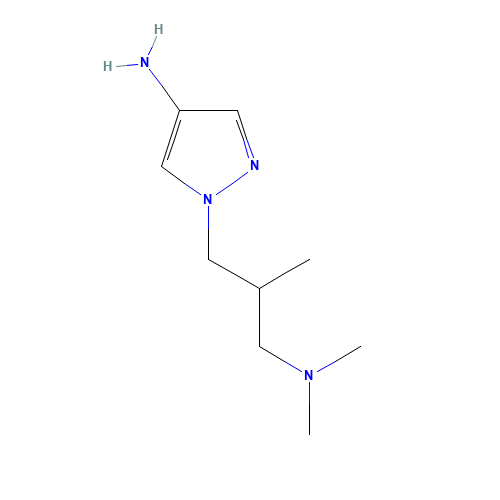 1-[3-(dimethylamino)-2-methylpropyl]pyrazol-4-amine (CAS: 1296310-12-7) - Chemical Structure and Molecular Formula 