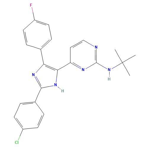N-tert-butyl-4-[2-(4-chlorophenyl)-4-(4-fluorophenyl)-1H-imidazol-5-yl]pyrimidin-2-amine (CAS: 876521-39-0) - Related Chemical Product