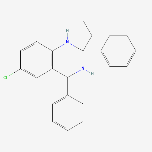 6-chloro-2-ethyl-2,4-diphenyl-3,4-dihydro-1H-quinazoline (CAS: 84571-61-9) - Chemical Structure and Molecular Formula 
