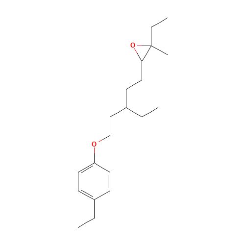 2-ethyl-3-[3-ethyl-5-(4-ethylphenoxy)pentyl]-2-methyloxirane (CAS: 57342-02-6) - Chemical Structure and Molecular Formula 