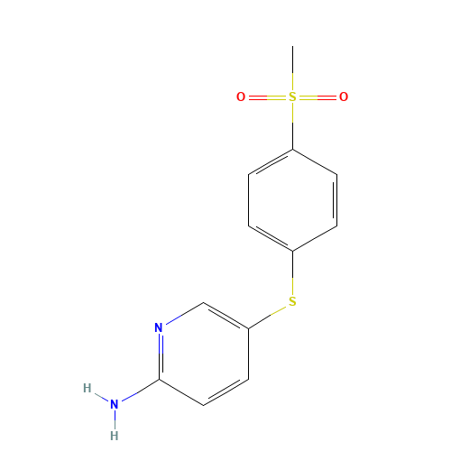 5-(4-methylsulfonylphenyl)sulfanylpyridin-2-amine (CAS: 64064-40-0) - Chemical Structure and Molecular Formula 