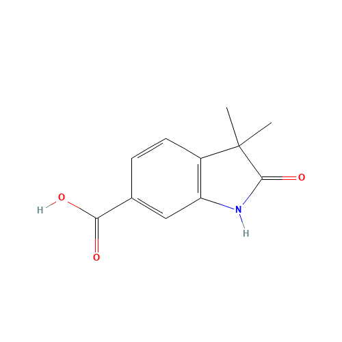3,3-dimethyl-2-oxo-1H-indole-6-carboxylic acid (CAS: 127267-57-6) - Chemical Structure and Molecular Formula 