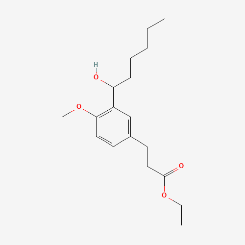 ethyl 3-[3-(1-hydroxyhexyl)-4-methoxyphenyl]propanoate (CAS: 723760-79-0) - Chemical Structure and Molecular Formula 