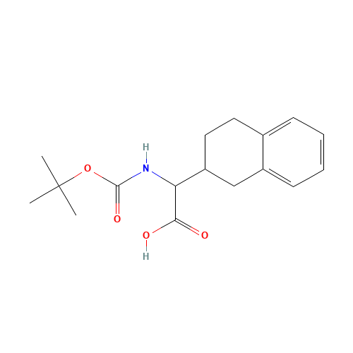 2-[(2-methylpropan-2-yl)oxycarbonylamino]-2-(1,2,3,4-tetrahydronaphthalen-2-yl)acetic acid (CAS: 936214-27-6) - Chemical Structure and Molecular Formula 